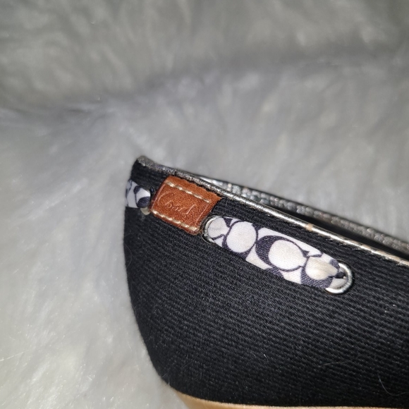 Y2K Coach Size 8.5 Black Fabric Wood Wedge - Picture 6 of 10